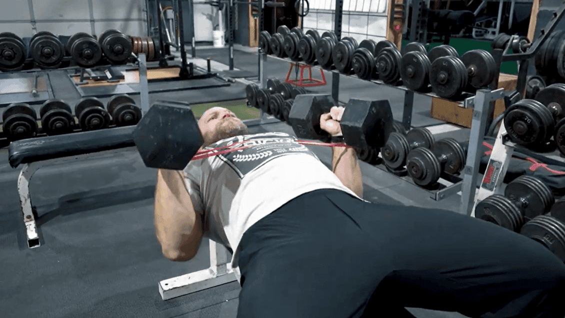 banded neutral grip dumbbell press